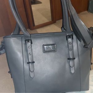 Mosiso PU Leather Laptop Tote Bag - Grey